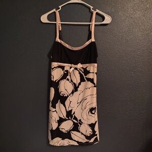 Intimo Donatella Black and White Nightie/ Intimates With Rose Design.